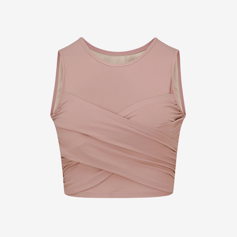 Новая короткая спортивная майка, женская футболка без рукавов, топ для фитнеса, тонкий крестик, включая нагрудник, одежда для йоги