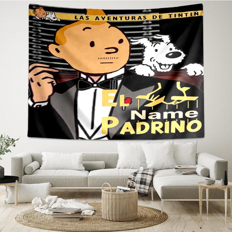Custom Name The Adventures of Tintin Print Tapestry, Backdrop, Easy Setup, Ideal for Bedroom, Office & Living Room, with Aesthetic Wall Hanging Decor.