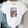 (Asian Size) Tee Top Women Print Lady Letter Plant Trend Cute Sweet 90s Clothing Casual Short Sleeve Fashion Tshirt  Female Graphic T-shirt