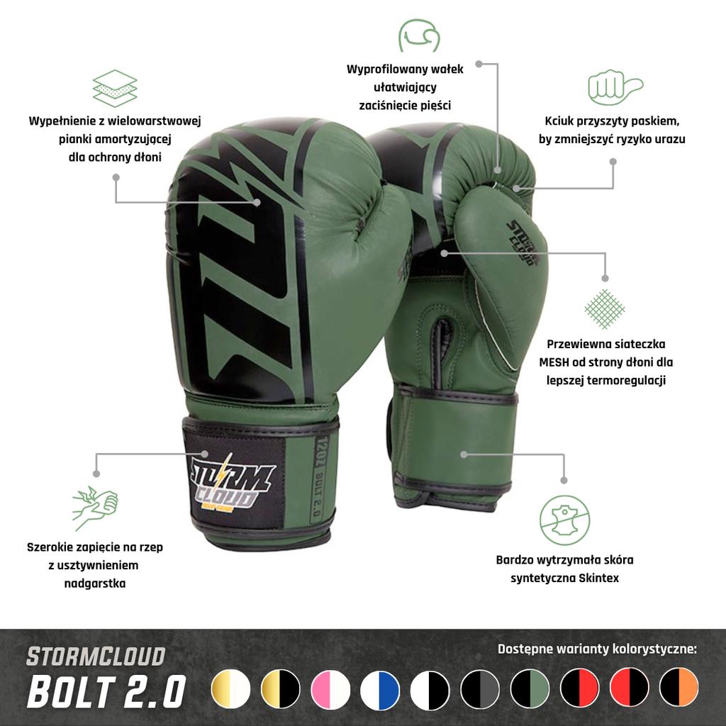 StormCloud Bolt 2.0 Boxing Gloves Red 16oz
