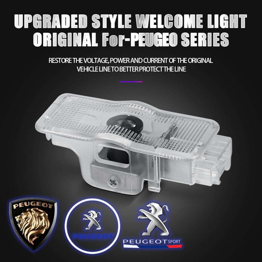 2026 Hot Car Sticker 2Pcs LED Car Door Welcome Light Wireless Projector Lamp Car Decoration Accessories For Peugeot 407 508 201