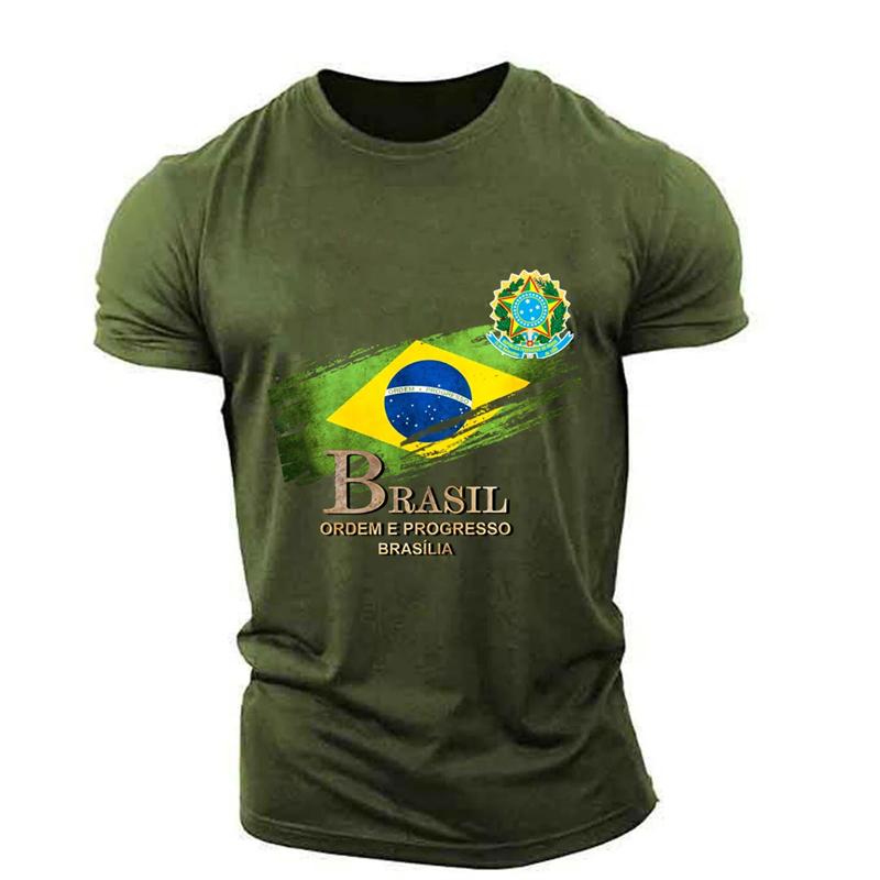 Brazilian Men's T Shirt O Neck Short Sleeve Fashion Brazil Fiag Print Streetwear Oversized Loose Camisa Brasil Male Clothing