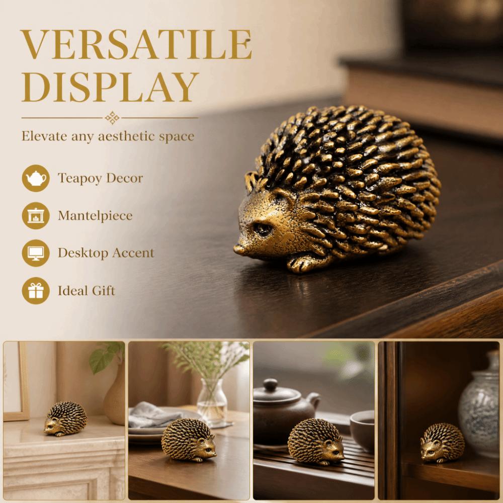 Handcarved Brass Hedgehog Ornament Detailed Texture Hedgehog Figurine Office Decoration