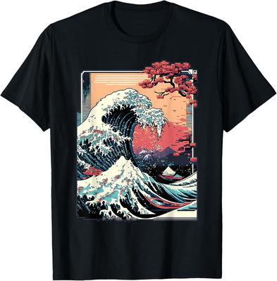 Vaporwave Glitch Aesthetic Great Wave Off Kanagawa Retro T-Shirt