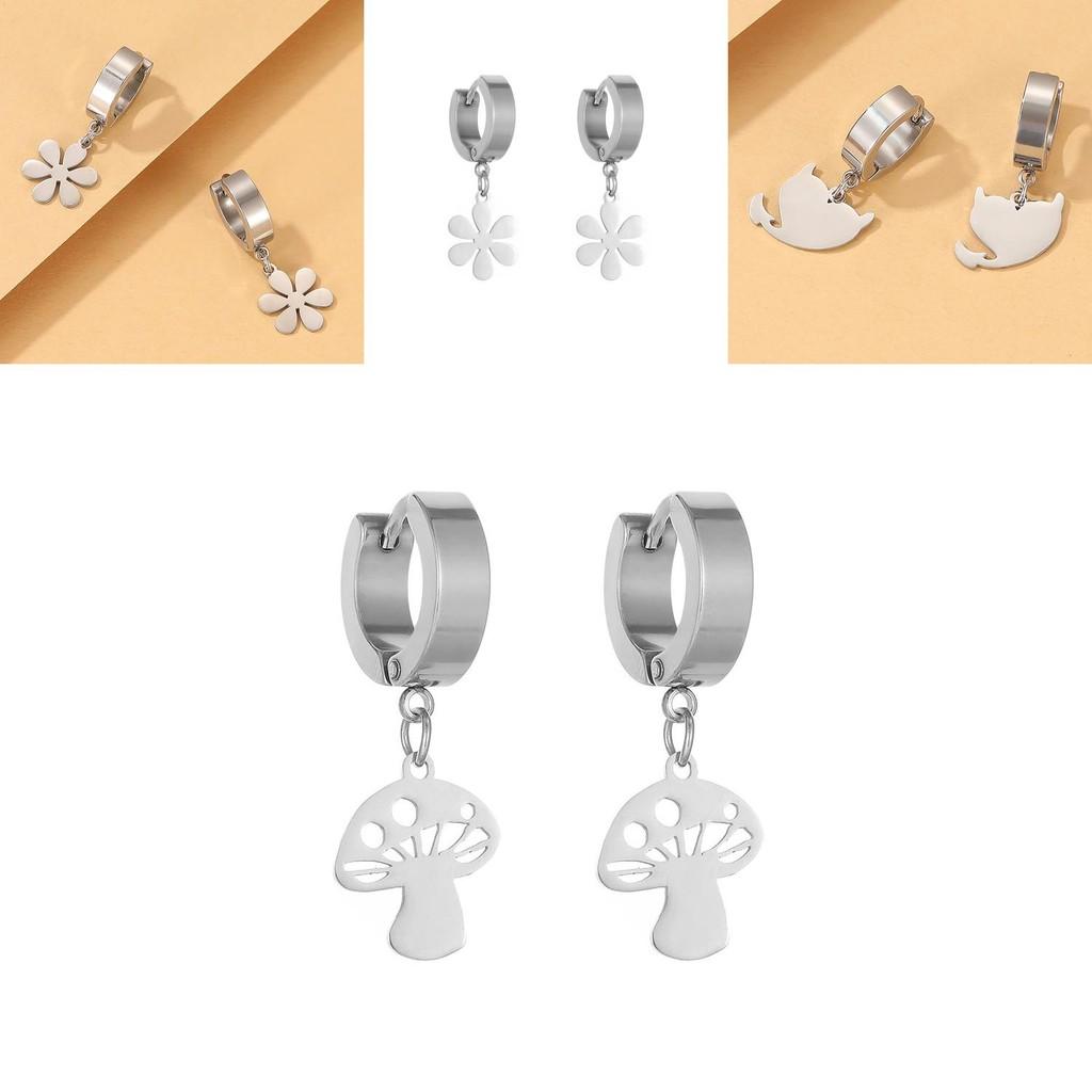Стильные и уникальные геометрические серьги-грибы с молниями для женщин из сплава