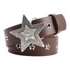 Fashion Womens Leather Belt With Star Pattern And Metal Buckle For Casual And Office Wear