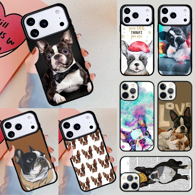 Boston Terrier Dog soft Phone Case For iPhone 17 Air 14 15 13 12 Max Cover For Apple 14 15 16 16e 11 Pro Max Plus Coque