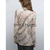 MD Spring New Women's Clothing French Style Semi See-through Light and Elegant Snake Pattern Scarf Collar Long Sleeves Shirt 5113882