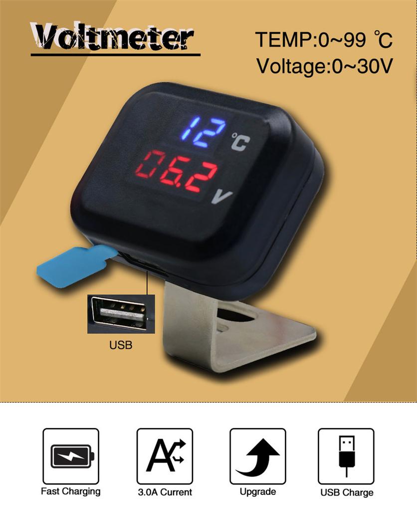 Цифровой мотовольтметр, термометр, датчик температуры, напряжения, светодиодный дисплей синего и красного цвета