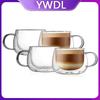 180ml Double Walled Glass Coffee Mugs Set Of 2/4pcs Clear Espresso Cups With Handle Heat-resisting Glass Cup For Milk Latte Tea