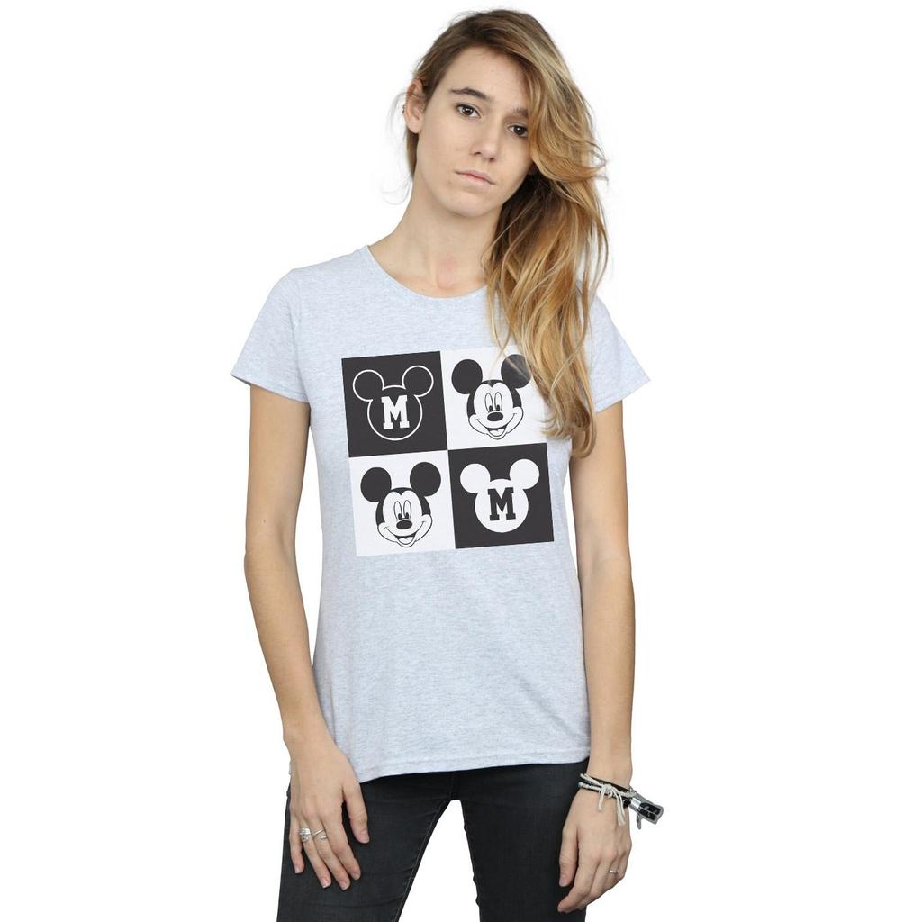 Disney Женская/дамская хлопковая футболка с изображением улыбающихся квадратов Микки Мауса