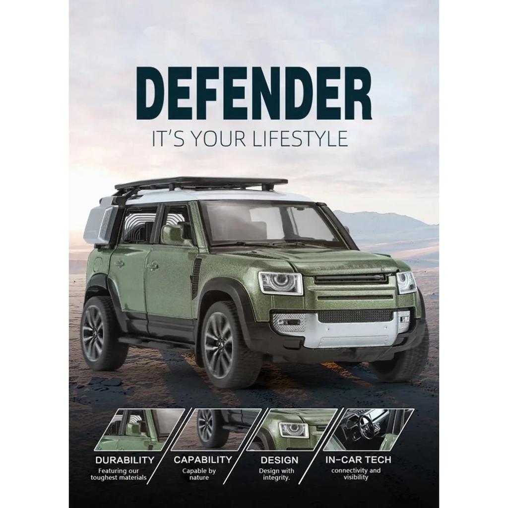 1/32 Range Rover Defender SUV Alloy Car Model Diecast Metal Toy Simulation Off-road Vehicles Model Sound and Light Toys Car Gift