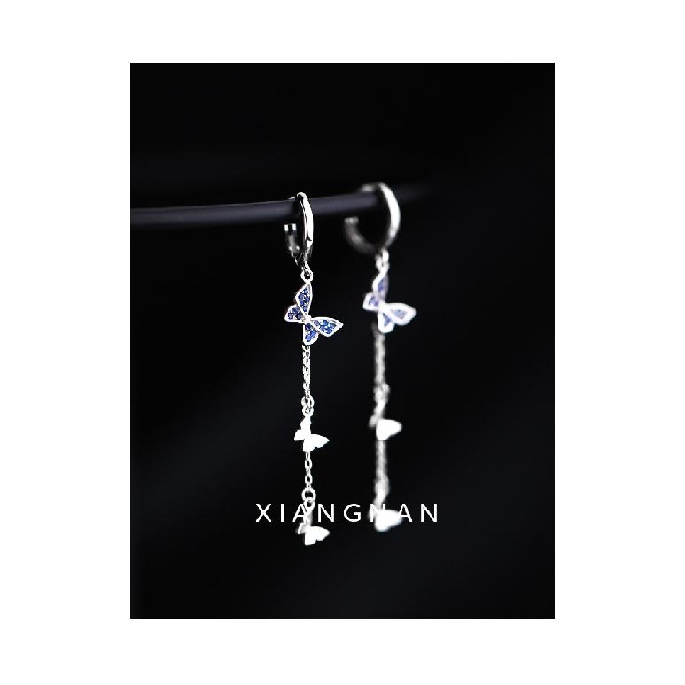 Оптовая продажа, модные очаровательные серьги-кольца из серебра 925 пробы, минималистичные бриллиантовые серьги-кольца с эффектом бабочки для женщин, унисекс, ювелирные изделия для вечеринок