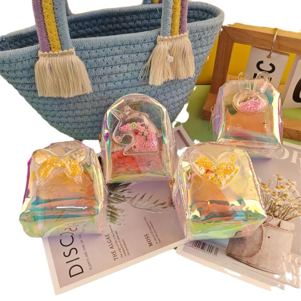 Красочный мини-кошелек для монет в форме сердца: Портативная сумка для помады и наушников