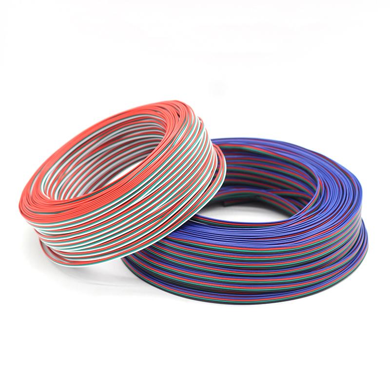 Посеребренный медный удлинительный кабель для RGB LED ленты 22/20AWG, 3p4p Параллельный провод для подключения светодиодной ленты