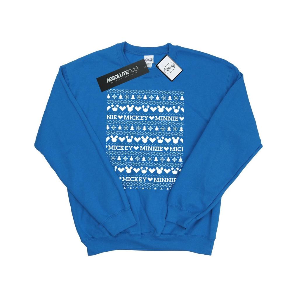 Disney Mens Mickey And Minnie Christmas Fair Isle Sweatshirt