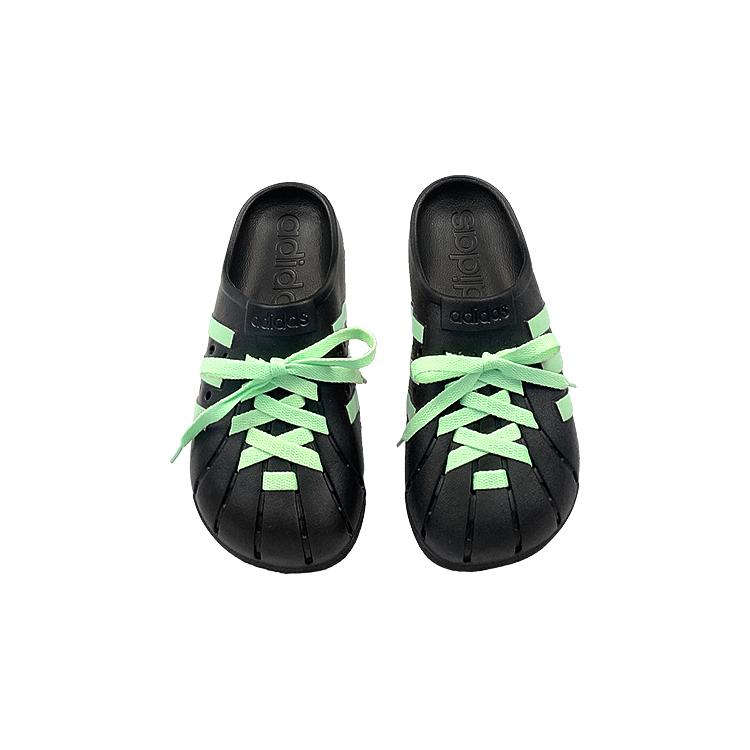 adidas Адидас Нескользящие Закрытые Тапочки Унисекс Черно-Зеленые GZ5886(Команда47-)