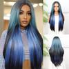 Синтетические волосы Синий смешанный черный парики для женщин Модный длинный шелковистый прямой парик Косплей Хэллоуин Костюм Вечеринка Парик Драг Квин