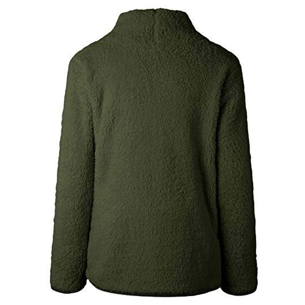 Женская однотонная толстовка с высоким воротником, теплая длинная рукава, пуловер, плюшевая флисовая блузка с застежкой-молнией