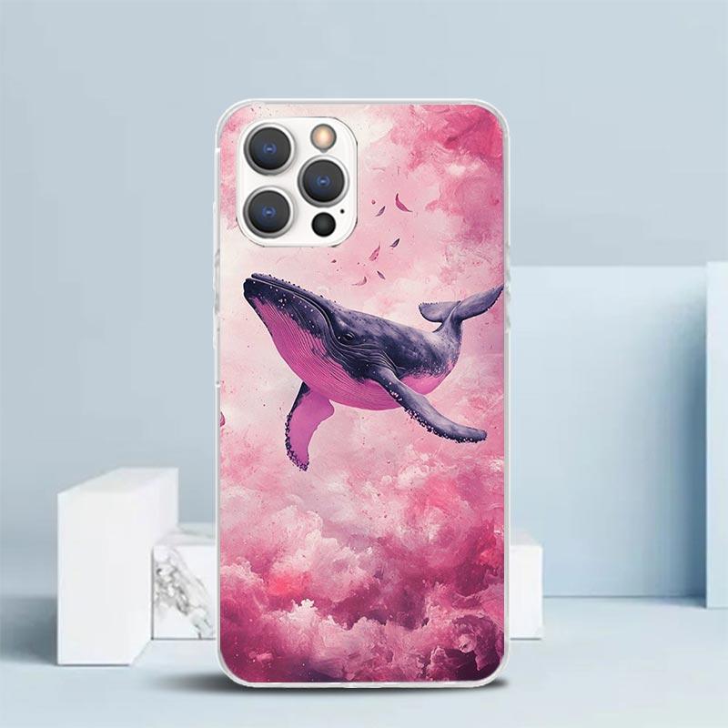 Горбатый кит Морской гигант Мягкий чехол для iPhone 16 17 Air 15 14 Pro Max 16E Чехол для телефона 13 Mini 12 11 7 SE 8 Рисунок Печать Подходит Cas