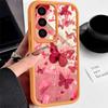 Романтичный розовый чехол с бабочками для Samsung A18 A57 A37 A27 A17 A56 A36 A26 A16 A55 A54 5G S21 S22 S23 S24 S25 FE S26 Ultra Ударопрочный бампер