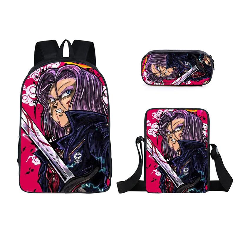 Анимационный рюкзак семь драконьих жемчужин, школьный ранец для начальной и средней школы, ранец, сумка через плечо, набор из трех предметов: пенал