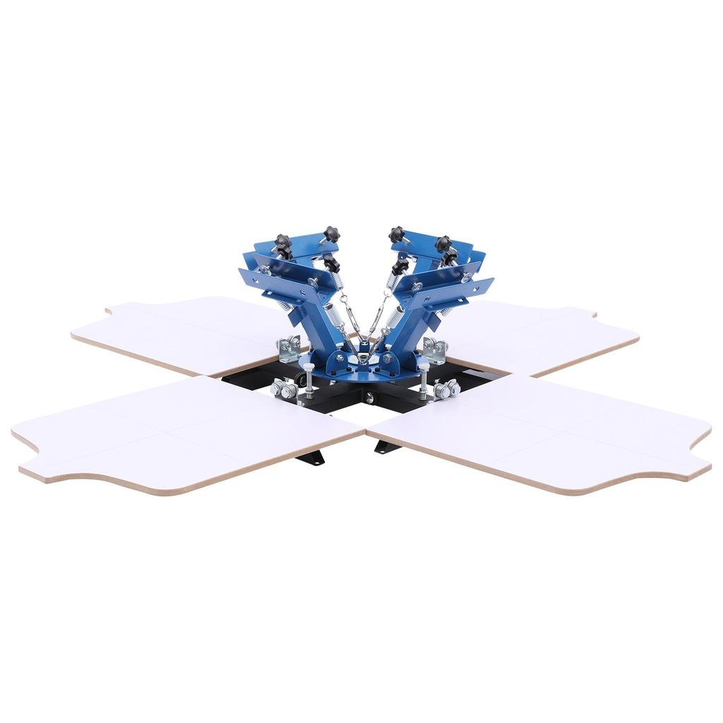 Screen Printing Machine 4 Color 4 Station Silk Screen Printing Press, 540 x 450 mm, 360° Rotatable, Accurate Positioning, Powder-Coated Carbon Steel,