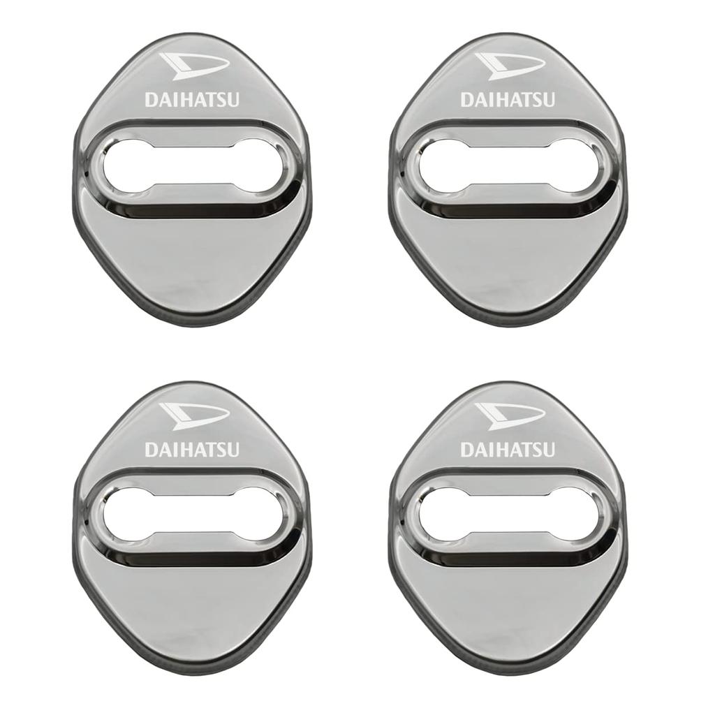 Haoshilianfa Compatible for Daihatsu Door Striker Cover Door Lock Cover Stainless Steel Cover Easy Installation Metallic Set of 4