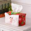 Cute Christmas Desktop Square Decorative Santa Tissue Box Cover Portable Tissue Paper Holder Holiday Decorations