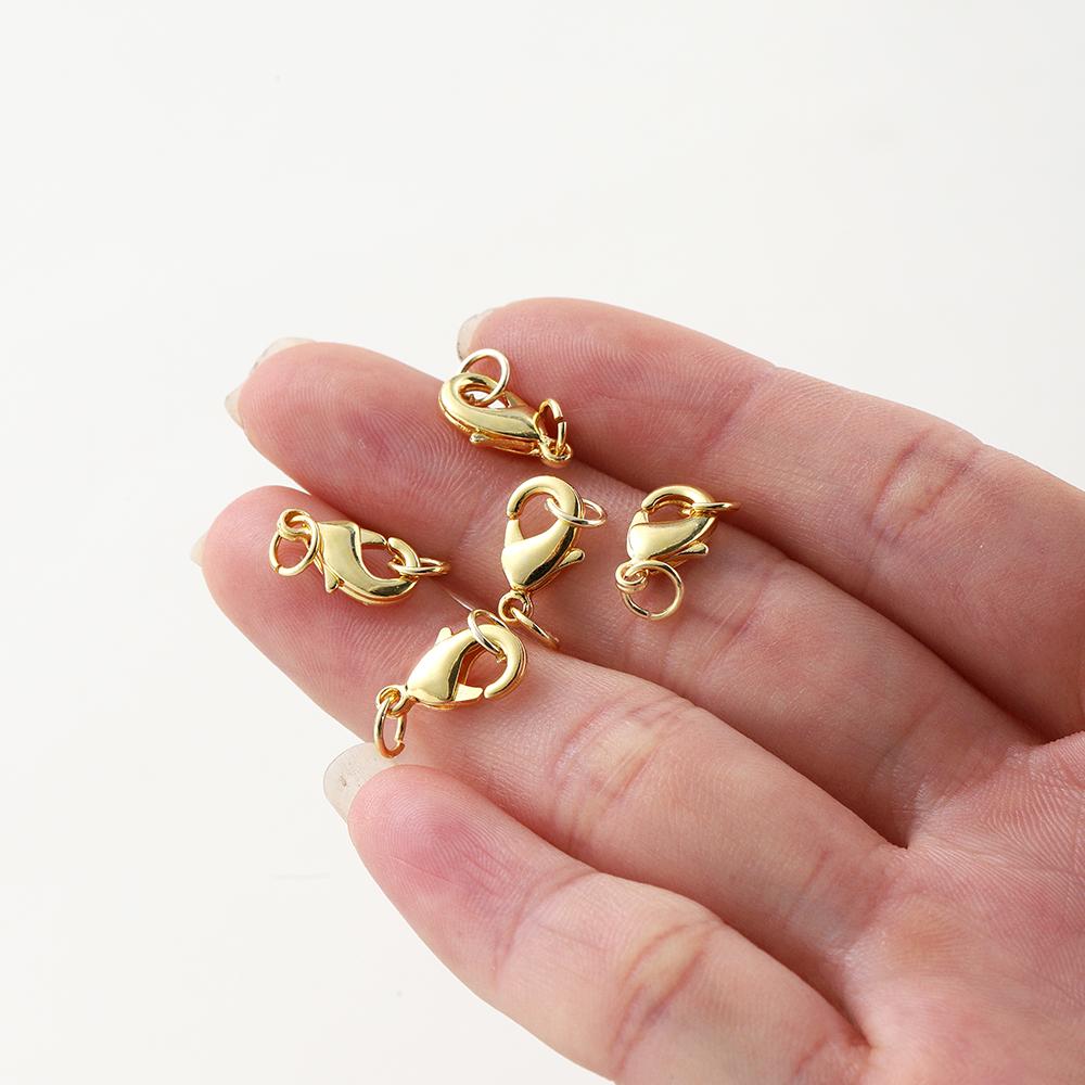 10pcs/lot 14K 18K Gold Lobster Clasps With Jump Ring Necklace Bracelet Extender Chain Connectors For DIY Jewelry Making Findings