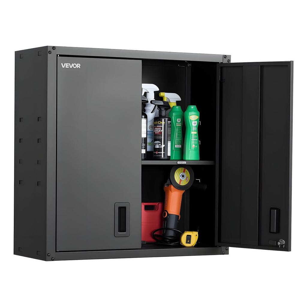 Metal Wall Cabinet, 76.2W x 31D x 76.2H cm, Steel Floating Hanging Storage Cabinet with Locking Doors and Adjustable Shelf for Garage, Basement,