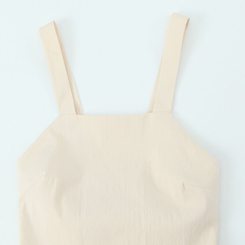 Fashion Style 2024 Summer New Women's Clothing Temperament Square Collar Sling Drape Dress Long Dress 7949653