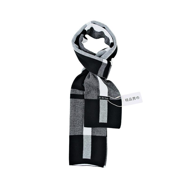 Men's Classic Winter Scarf Cashmere Feel Winter Scarves Long Formal Soft Scarf for Men Casual Scarves Luxuriously Plaid Scarf