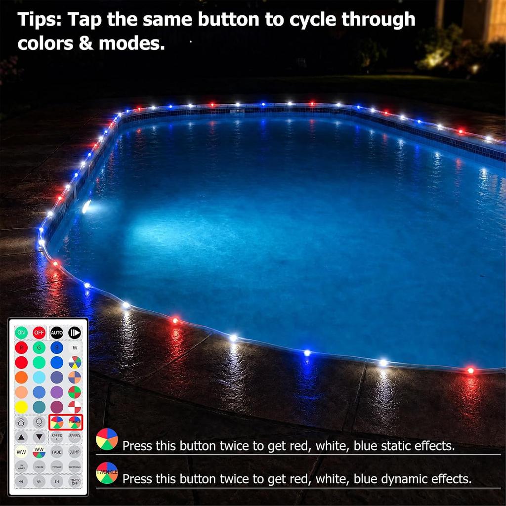 100ft Outdoor LED Rope Lights, IP68 Waterproof 25 Color Changing String Lights with 149 Modes, Warm White&RGB Twinkle Fairy Tube Light for Christmas