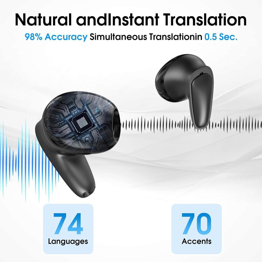Переводчик языка Наушники-вкладыши Переводчик Наушники 144 языка Онлайн-переводчик Двусторонний переводчик Устройство Наушники ПРИЛОЖЕНИЕ для iOS Android Wrieless