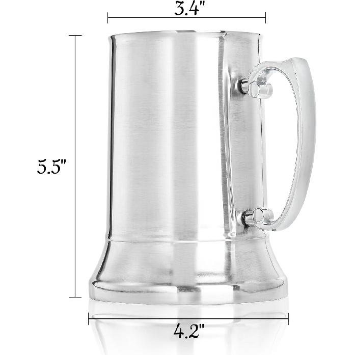 Goaste 2 упаковки пивные кружки в стиле кружек, 20 унций, двойные стенки из нержавеющей стали, пивные кружки, термоизолированные кружки-стаканы для кофе с большой ручкой для