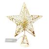 LED Star Christmas Tree Topper Glitter Gold Metal Star Light Ornament Battery Powered