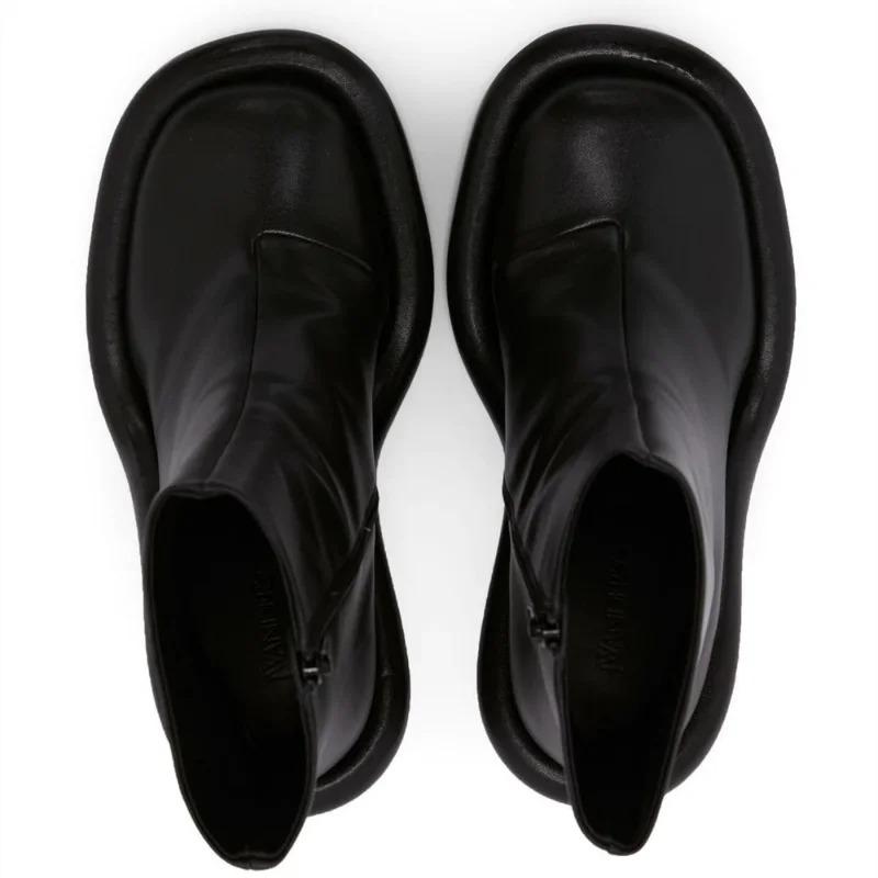 Новая Мода Каблук-шпилька Ретро Европейский и Американский Бренд Боковая Молния Деним Короткие Ботинки Обувь на Платформе Обувь для Женщин