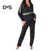 2 шт./комплект женский толстовка брюки костюм с пайетками капюшон с длинными рукавами застежка-молния спортивная толстовка с капюшоном эластичный пояс брюки фитнес одежда осень весна езда на работу