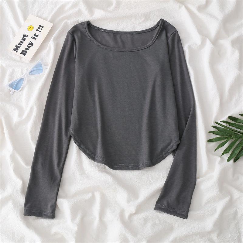 Однотонная футболка с квадратным воротником, базовая женская футболка с длинным рукавом, повседневная майка, тонкий женский укороченный топ, модная футболка Y2k, уличная одежда