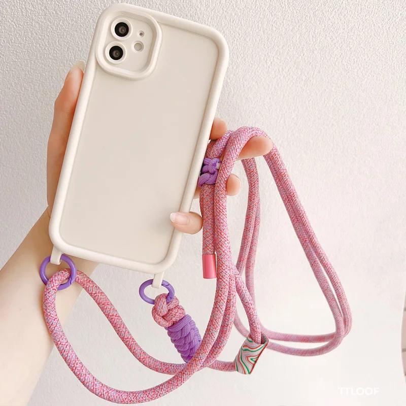 Чехол-цепочка с регулируемым шнурком для iPhone 15 16 14 13 11 12 Pro Max MiNi XR X XS 7 8 plus SE 2020, мягкий чехол