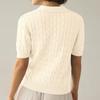 Women's Fashionable Short Sleeved V-neck Solid Color Knitted Pullover