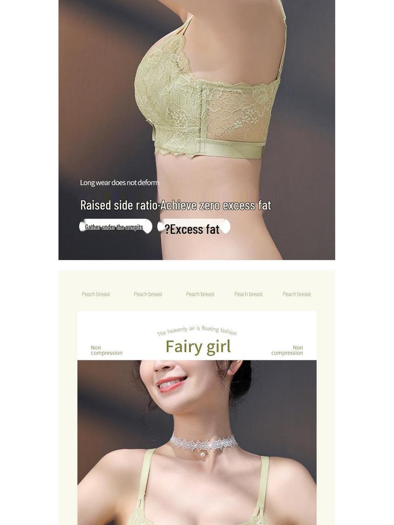 Кружевной Спинка Сексуальный Поддерживающий Бюстгальтер - Беспроводной, Боковая Поддержка, Летний Тонкий