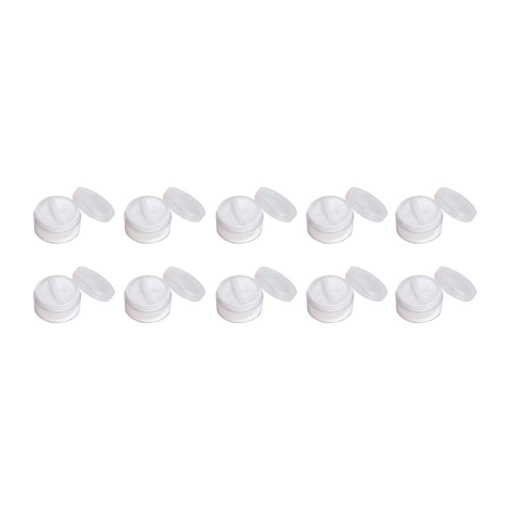 BESTOYARD 20g Powder Case with Small Divided Container with Inner Portable Refill Pack of 10 Puff, Stopper, Transparent, Container,