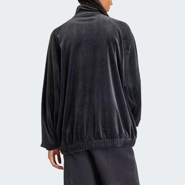Women's Coat Adidas Originals Velvet Oversized Track Top Velvet feel Coat Women's Black