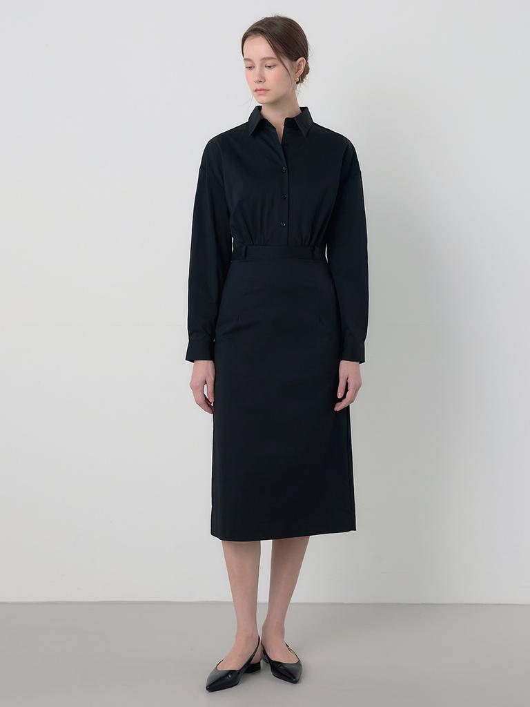 Mommet Ford Collared Shirt Dress Black