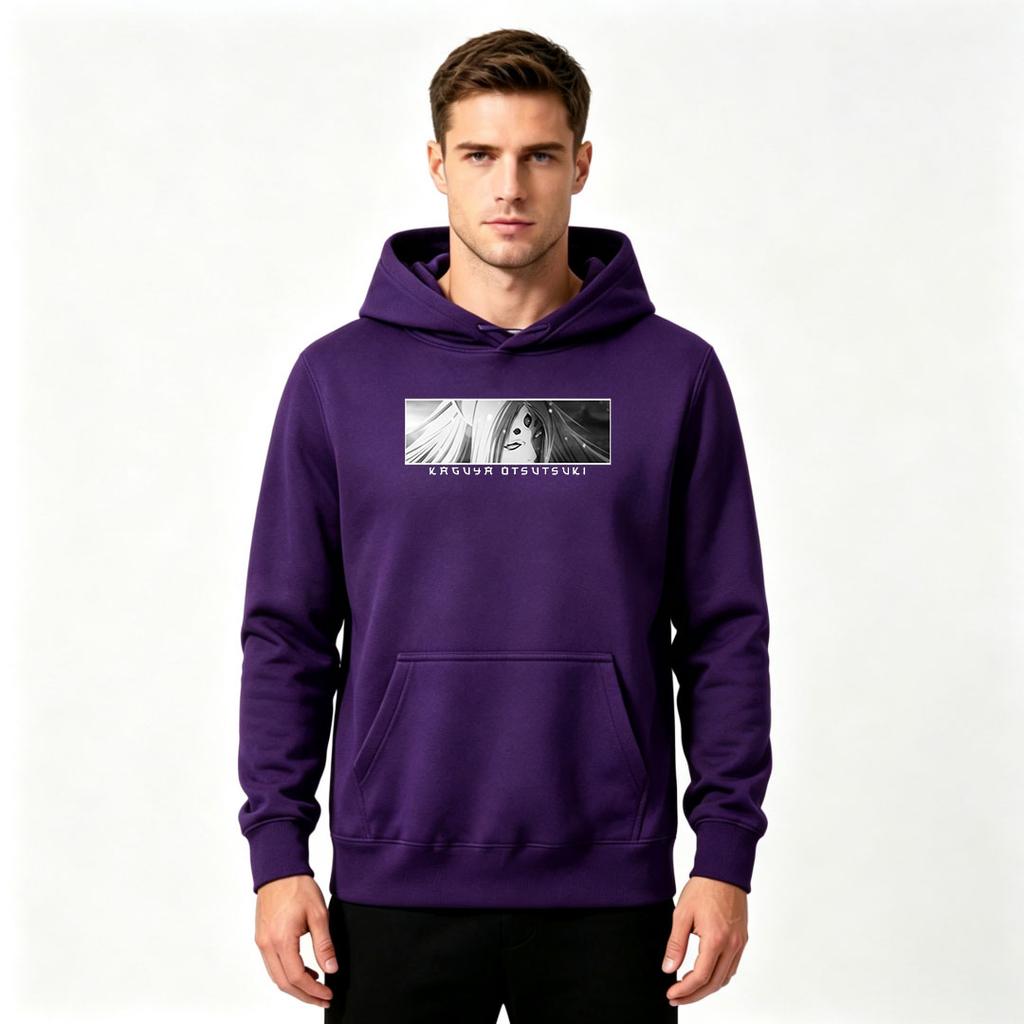 Men Otsutsuki Kaguya Print Long Sleeve Pullover Hoodie Casual Anime Sweatshirt