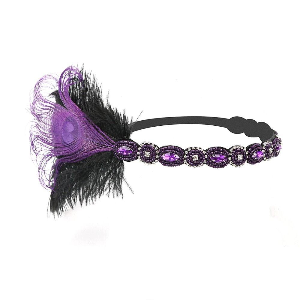Rhinestone Vintage Hairband Cocktail Party Women Hairband Feather Flapper Headband Festival