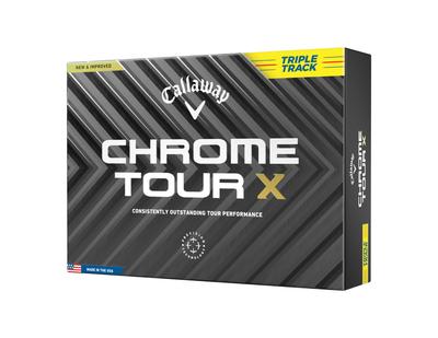 Мяч для гольфа Callaway CHROME TOUR X YLW 24 TRIPLE TRACK 1 дюжина (12 шт.) 4-х компонентная конструкция Triple Track желтый