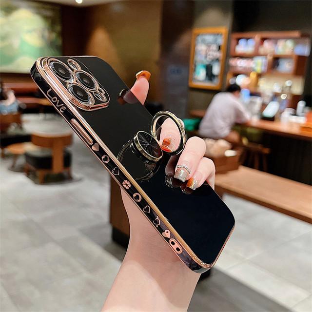 Мягкий чехол-держатель с кольцом для iPhone 14 13 12 11 Pro Max 13pro 14 Plus 14, противоударный бампер, гальваническая задняя крышка